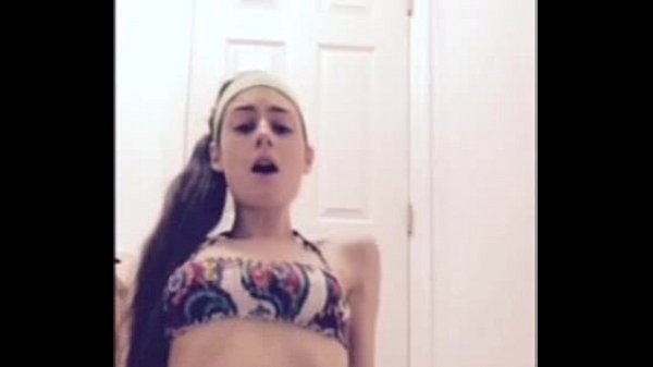 Horny Brunette Teen Girl Riding Dildo