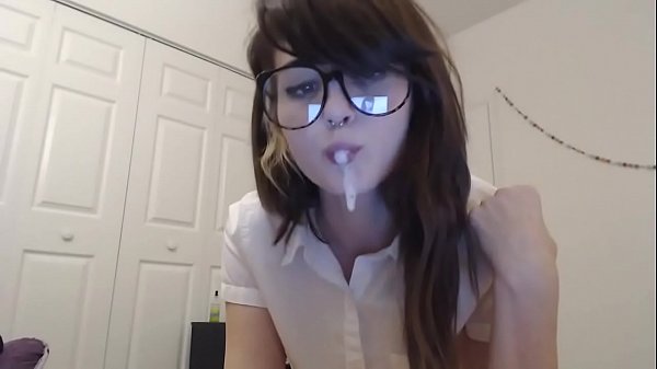 Nerdy British Teen Girl Spitting On Webcam